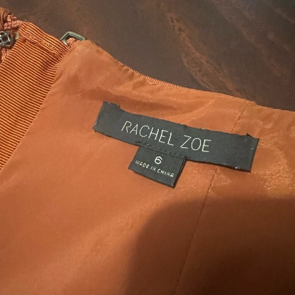 Rachel Zoe DRESS Lamb LeatherCap Short Sleeve- Women’s Size 6 Orange - Picture 3 of 13
